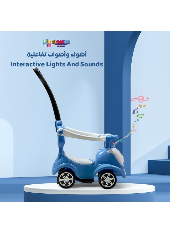 AL BADER 3 in 1 Ride on Car for Kids, Ride on Kids Car with Music & Lights, Kids Ride on Push Car With Safety Bar & Push Handle, Push Ride on Car for Kids 1-3 Years, Small Push Car for Toddlers, Blue - Image 3